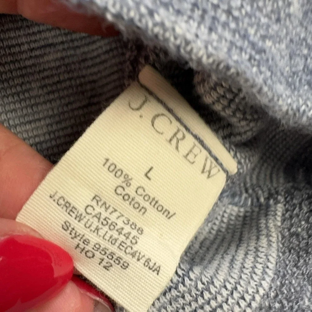 J CREW Sweater Mens Large Gray Crewneck 100% Cotton Knit Lightweight Pullover